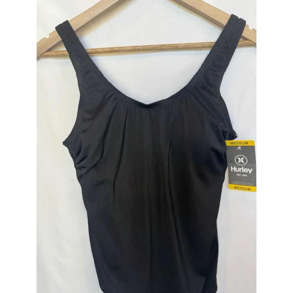 Womens Hurley One Piece‎ Ribbed Swimsuit UPF 50+ Size M Minimalist Modest NWT